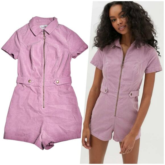Urban Outfitters | Women | Tyson Lilac Zip Front Corduroy Short Romper | Small - Picture 1 of 11